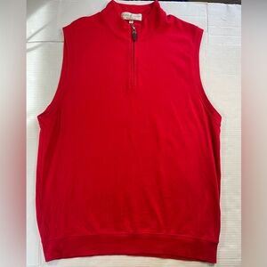 Fairway & Greene 1/4 Zip Vest Men Golf Top Red Sz L 100% Pima Cotton Mock Neck